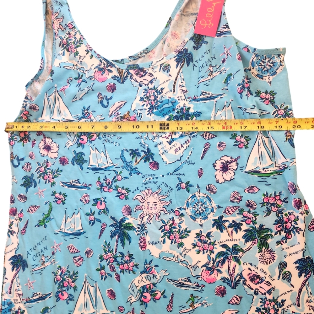 NWT Lilly Pulitzer Newberri Tank Dress Amalfi Blue Lilly’s Road Trip Resort XL - Picture 9 of 10